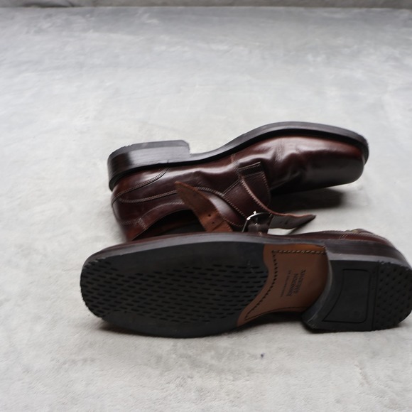 Johnston & Murphy Mens 11 Dress Shoes Brown Monk Strap Leather Square Italy Made main image 12